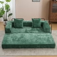 thumbnail image 3 of Vacmaster Dark Green Floor Couch,Convertible Sofa Bed,Small Comfy Futon Couch Lounge Sleeper Bed,Boneless Compression Sofa,with Pillow Back Support Armrest,Chenille fabric,for Living Room,Bedroom, 3 of 10