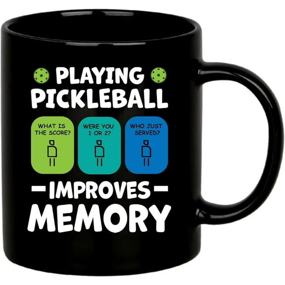 Playing Pickleball Improves Memory Pickleball Ceramic Mug Pickleball Lovers Gifts Coffee Cup 11 oz Black 11 oz