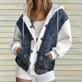 thumbnail image 3 of Breezora Women's Hooded Zip Up Denim Butterfly Print Sweatshirt Loose Fit Long Sleeve Casual Jacket with Pockets, 3 of 6