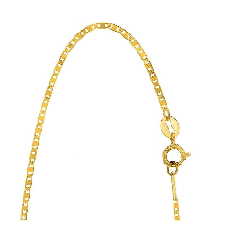 JewelStop 10k Solid Yellow Gold 1.2mm Mariner Chain Necklace, Spring Ring Clasp
