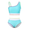 thumbnail image 2 of Tiijoy Girls Bikini Swimsuit Color Block Asymmetrical Bathing Suit Swimwear, 2-Piece, 2 of 3