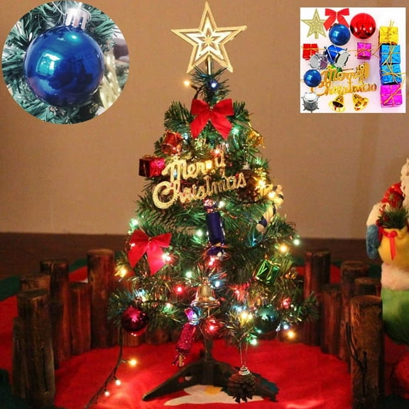 Mini Christmas Tree Tabletop Artificial with Ornaments, Indoor Decor