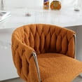 thumbnail image 3 of Bar Stools Set of 2, Swivel Barstools with Back and Widen Metal Base, Adjustable Height Island Chairs, Boucle Fabric Kitchen Stools, Orange, 3 of 8