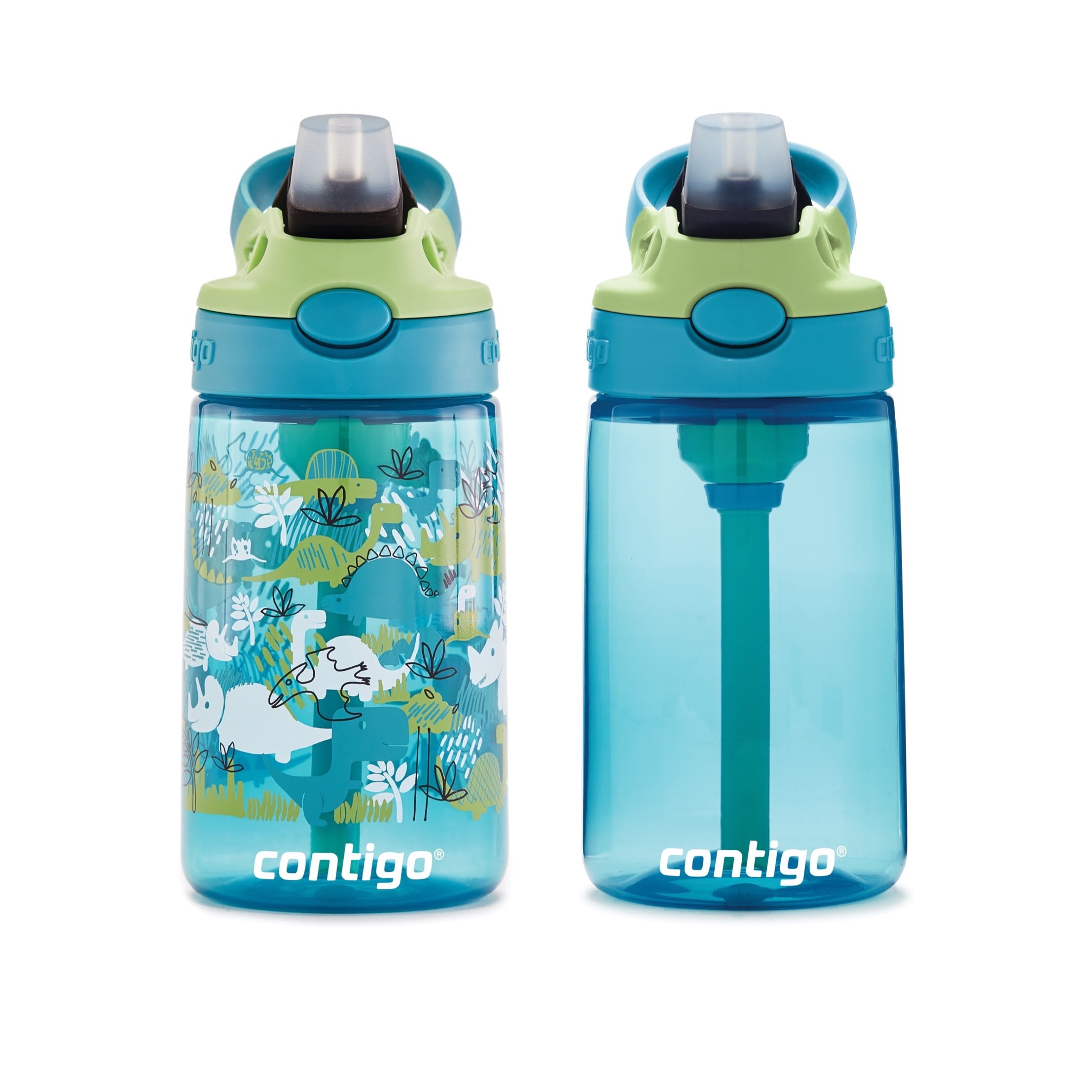 2 Contigo Kids 14oz Autospout Water Bottle and Straw With Easy-clean Lid Blue 53 for sale online 