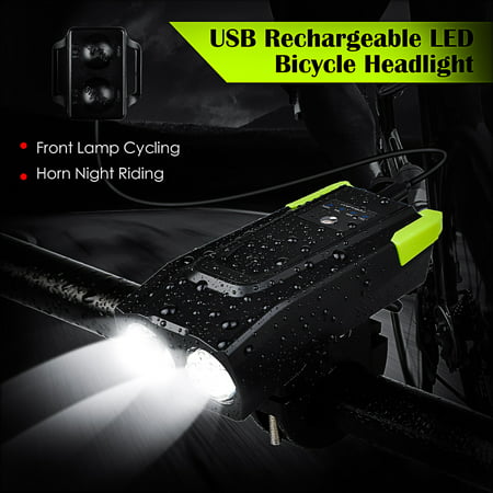 USB Rechargeable Bike Front Lights Set 5 Modes 120db Bicycle Bell Horn 800 Lumens 6 Mode Waterproof Bicycle Headlight, USB Output Charge Your Mobile Phone, Road Cycling Safety Flashlight