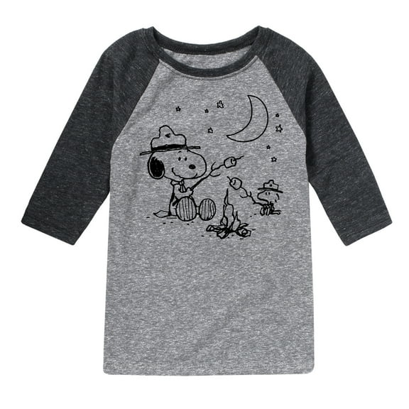 Peanuts - Snoopy Camping - Toddler And Youth Raglan Graphic T-Shirt