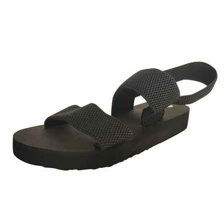 

PEASKJP Woman Sandals Women s Slide Sandals - Casual Toe Ring Criss Cross Strappy Flat Summer Shoes (Black 8)