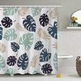 thumbnail image 2 of Blue Leaves Shower Curtain Set with Hooks Farmhouse Botanical Plants Shower Curtain for Bathroom Blue Leaves Branches Waterproof Fabric Decor 48x72inches, 2 of 6