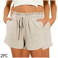 thumbnail image 1 of LOVZFMLL Femmes Décontracté Solide Confortable Bandage Taille Élastique Poche Nouvelle Mode Short Kaki TG, 1 of 8