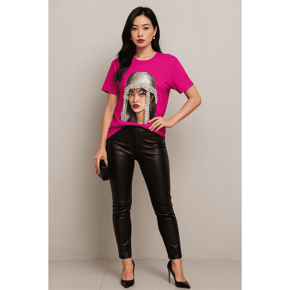 Terry Macc pearl queen Graphic T-Shirt – 100% Cotton, Hand-Embellished Stones & Pearls, Unisex One Size