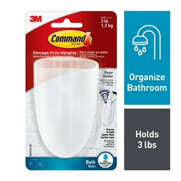 Command Razor Holder, Frosted, Medium, 1 Holder, 1 Medium Strip, Bathroom Organization
