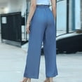 thumbnail image 4 of Wiyuqeen Women's WiLeg Palazzo Pants Elastic High Waisted Boho Casual Linen Pants Summer Loose Long Pant Straight Leg Trousers with Pockets, 4 of 9