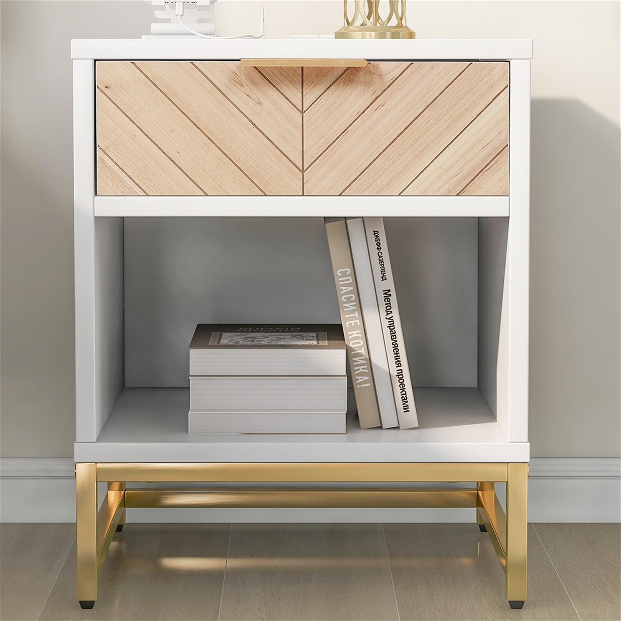 Kepooman White Nightstand, Night Table with USB Charging Station, Nightstand Side Table with Drawer for Bedroom Living Room Kepooman White Nightstand, Night Table with USB Charging Station, Nightstand Side Table with Drawer for Bedroom Living Room