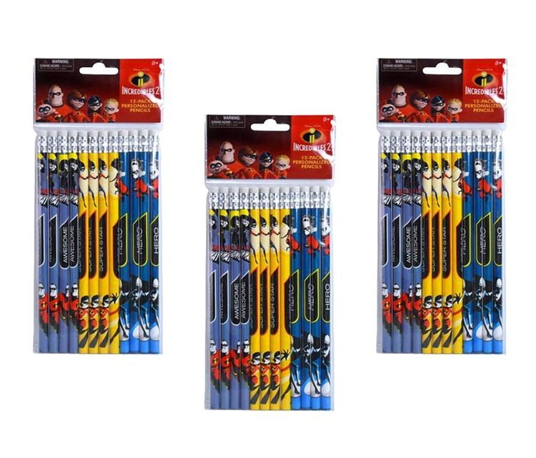 Disney Disney Pixar Incredibles 2 Number 2 Wooden Pencils (36pc Set) Novelty Character Stationery