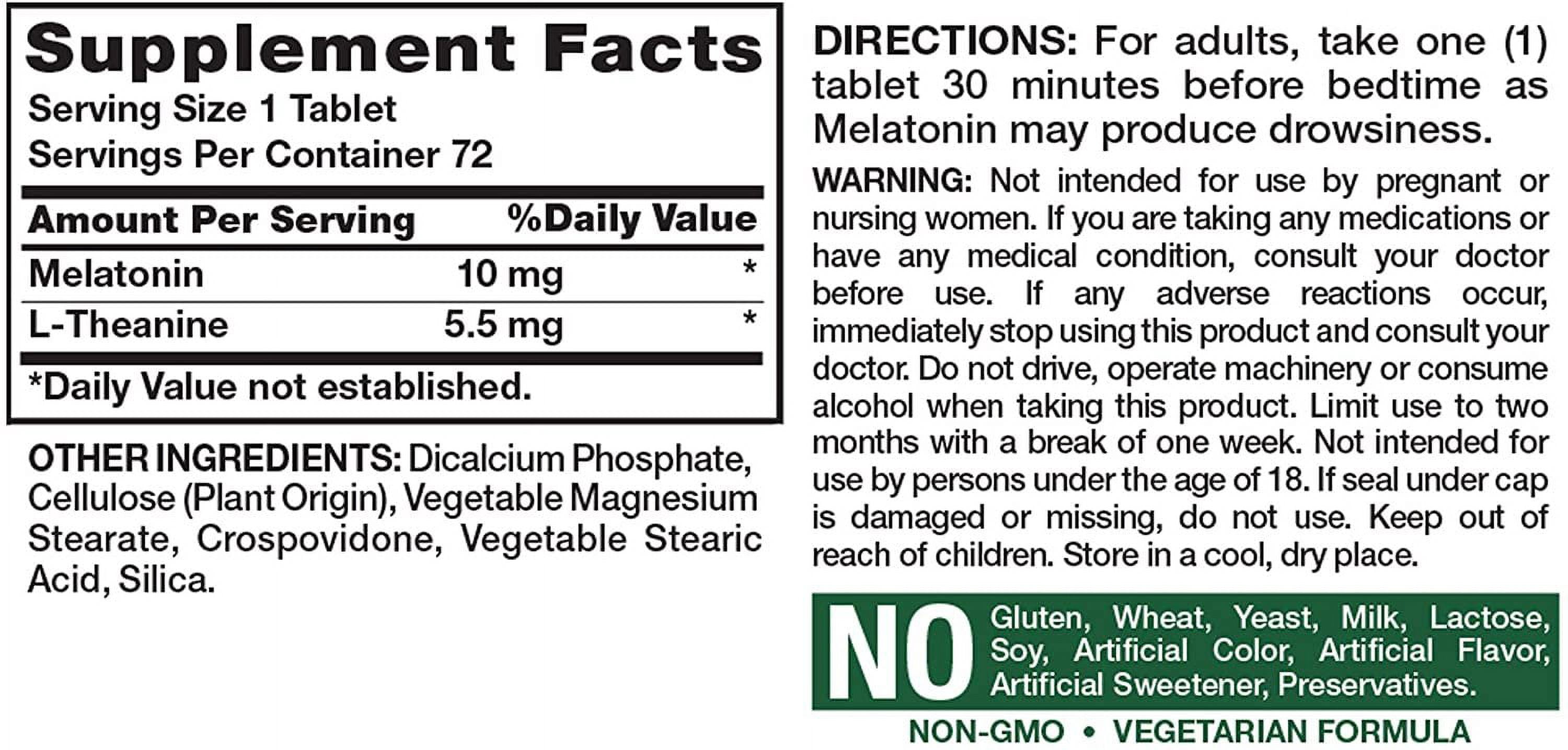 Nature's Truth Maximum Strength Melatonin 10 mg Tablets 72 ea (Pack of 2)
