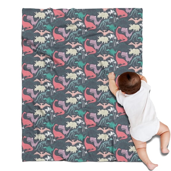 DarkGreen Dinosaurs Pattern Blanket,Comfortable Soft Flannel Throw Blanket,All Season,Warm Lightweight Blankets for Sofa Bed Couch Living Room Chair,30"x40"
