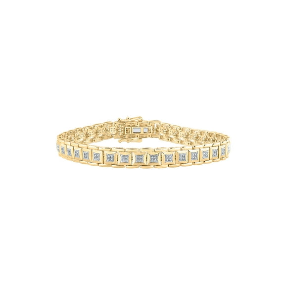 10kt Yellow Gold Mens Round Diamond Square Link Bracelet 1/2 Cttw