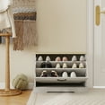 thumbnail image 3 of Youmumeub Entryway Shoe Bench with Storage, 24" Modern Seating Bench with Flip Drawer Cabinet for Hallway or Bedroom, MDF Wood, Antique White, 3 of 11