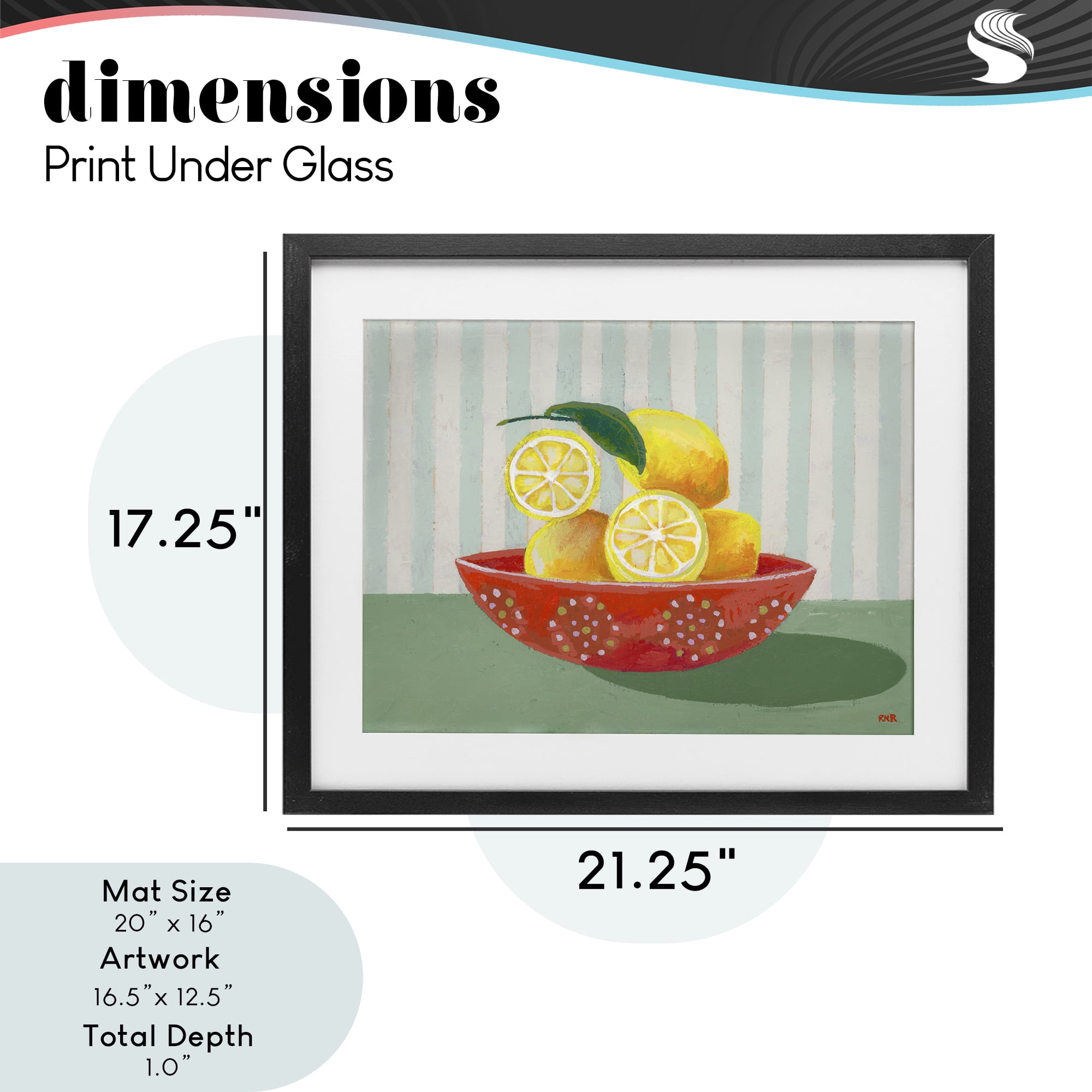 Stupell Industries Sunny Lemons in Red Bowl Black Framed Print Under Glass, design by Rachael Reese