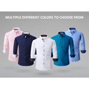 Casey Kevin Mens Dress Shirts Wrinkle Free Slim Fit Stretch Long Sleeve Business Casual Button Down Shirts with Pocket for Men