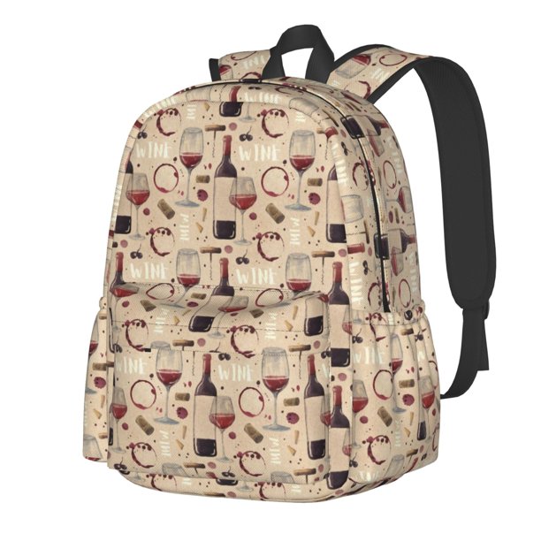 Disketp Wine Glasses Mochila Escolar de Gran Capacidad y Peso Ligero, Mochila de Viaje Ideal para Escuela, Trabajo y Uso Diario, Cómoda y con Estilo