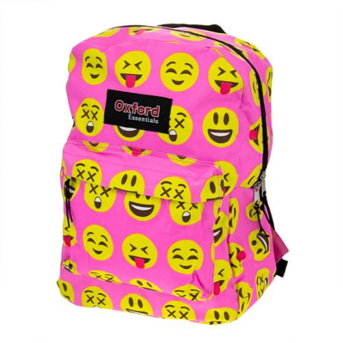 Kids Oxford Essentials Emoji 15 Backpack Emoticon Faces Bag For School Camping by