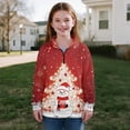 thumbnail image 5 of COEQINE Girls Quarter Zip Sweatshirt Tops, Long Sleeve Loose Fit Sweatshirt Pullover, Printed Fashion Top for Kids Teens Ages 5-6 Machine Wash, Snowman Christmas Tree, 5 of 7