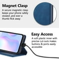 thumbnail image 3 of Premium PU Leather Flip Folio Case for Xiao Redmi 9A/9AT/9i, Magnetic Closure Protective Case Kickstand Card Cash Slot Shockproof Durable Wallet Cover Soft TPU Inner Phone Case - Blue, 3 of 8