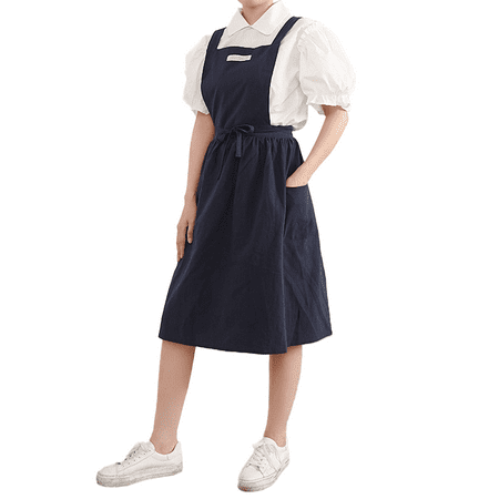 

Vintage Cute Apron Dress Cross Back Pinafore Apron for Women with Pockets for Cooking Painting