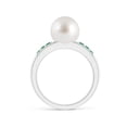 thumbnail image 2 of ANGARA South Sea Cultured Pearl Ring with Emeralds in 14K White Gold for Women | June Birthstone, Birthday, Anniversary, Jewelry Gift for Women | Pearl Ring, 2 of 8