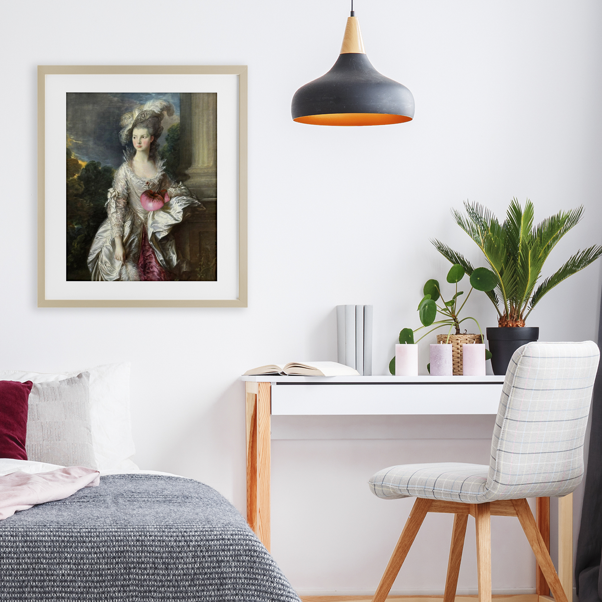 Stupell Industries Historical Lady with Boxing Glove Birch Framed Print Under Glass, design by Grotto Studios