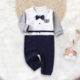 thumbnail image 5 of VERUGU Baby Romper British College Style Fashion Jumpsuit Fall Winter Gentleman Long Sleeve Lapel Outdoor Onesie White 9M, 5 of 6