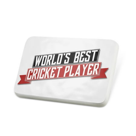 Porcelein Pin Worlds Best Cricket Player Lapel Badge –
