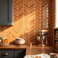 thumbnail image 3 of DEWOO 10 Sheets Herringbone Peel and Stick Backsplash, Thicker Rectangular Vinyl Stick-On Wall Tiles, 3D Adhesive Waterproof Wall Tiles for Kitchen, Bathroom, Living Room(Orange,12.6”x10”), 3 of 12