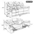 thumbnail image 7 of 3 Pieces Manual Recliner Sofa Sets, a Single Sofa, a Loveseat and a 3-seater Sofa with Center Console and Hide-Away Storage, Faux Leather Home Theater Seat with LED Light for Living Room, Black, 7 of 7