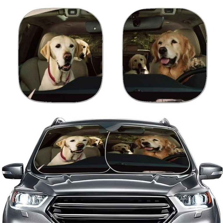 Golden retriever 2024 car sun shade