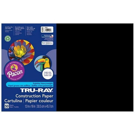UPC: 0194629087488 | Tru-Ray 12 x 18 Construction Paper Black 50 Sheets/Pack 5 Packs/Bundle (PAC103061-5)