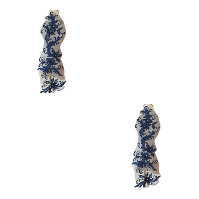 Guardoinrt Costumes With Unique Lace Applique Patch Beautiful Florals Applique Patch Wavy blue 2Set