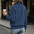 thumbnail image 6 of hoksml Women's Corduroy Henley Sweatshirt Stand Collar Pocket Long Sleeve Loose Pullover for Casual Travel Soft, 6 of 7