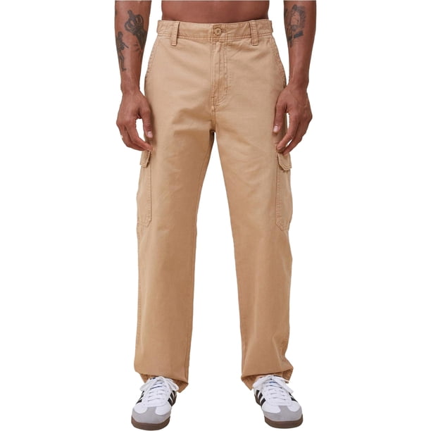 Cotton On Mens Tactical Twill Straight Leg Cargo Casual Pants, mustard, 34W x 31L