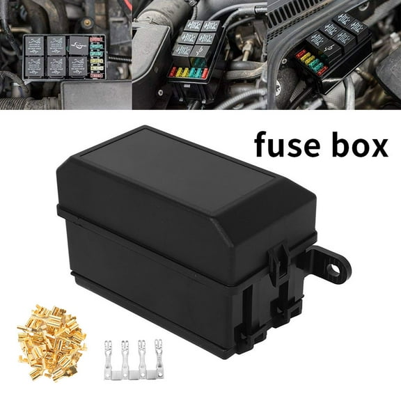 Ghojet Car Fuse Box 6 Relay Block Holder 5 Road Fuse Box Universal Automotive Fuse Box for Auto Car SUV Off-Road Pickup Truck (Black)
