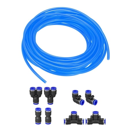 

Uxcell Pneumatic Air Hose Tubing PU Air Compressor Tube 0.16 IDx0.23 OD Pipe Blue with Connect Fittings