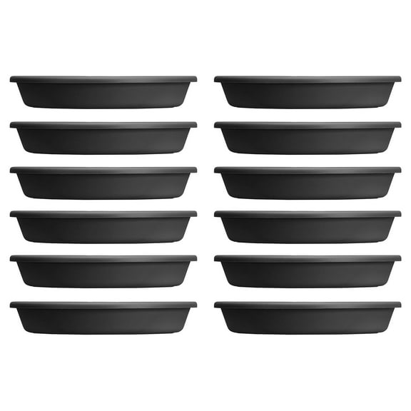 HC Companies Classic Saucer Tray for 24 Inch Flower Pots, Black (12 Pack)