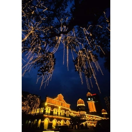 Sultan Abdul Samad Building across from Independance Square outlined in lights at night in Kuala Lumpur Malaysia Canvas Art - Ellen Clark DanitaDelimont (24 x 36)