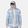 thumbnail image 4 of Kll White Bule Glitter Print Men'S Women’s Upf 50+ Sun Protection Outdoor Hoodie Jacket Long Sleeve Fishing Hiking Performance Shirt- Xx-Large, 4 of 8