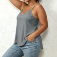 thumbnail image 4 of fatyb Womens Plus Size Tank Tops Adjustable Spaghetti Strap V Neck Camisole Sleeveless Loose Tunic Blouses, 4 of 7