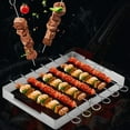 thumbnail image 4 of Barbecue Skewer Kabob Rack For Kebab Skewers-Stainless Steel Compatible with Wood Round Steel Flat or Bamboo Skewers Universal Holder for Grill BBQ Grilling Accessories 2 Pack, 4 of 7