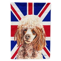 Red Miniature Poodle with English Union Jack British Flag Garden Flag