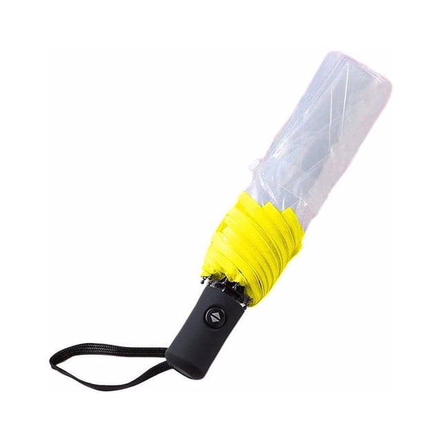 Transemion Stay Dry With Automatic Rain Umbrella Easy To Clean And Durable Transparent Umbrella Plastic Automatic Umbrella yellow 1Set
