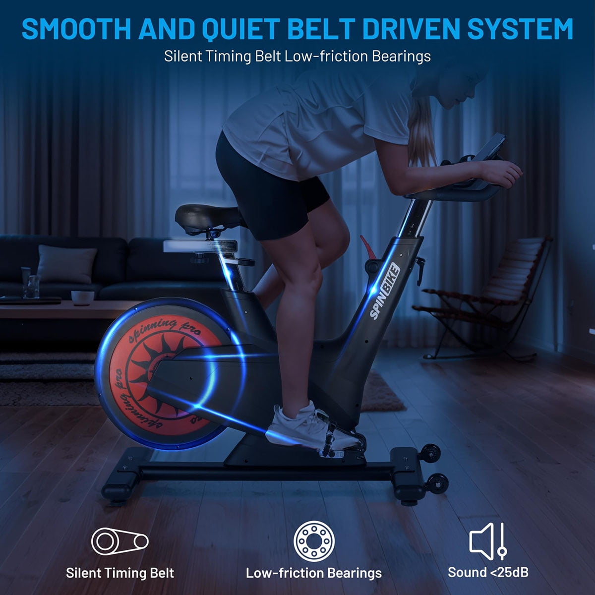 Danolapsi Exercise Bike w Self-Powered System, Magnetic Resistance Workout Bike with Adjustable Seat, 300 Lbs Capacity Stationary Bike with Tablet Holder, Indoor Fitness Cycling Bike for Home Cardio